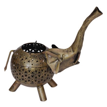 Metal Elephant Candle Holder Set of 2 - Big+Small Diya - Image 5