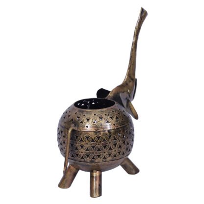 Metal Elephant Candle Holder Set of 2 - Big+Small Diya - Image 3