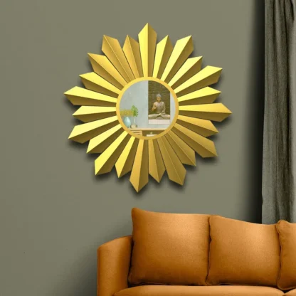 Silver Round Mirror Wall Decor - Yellow
