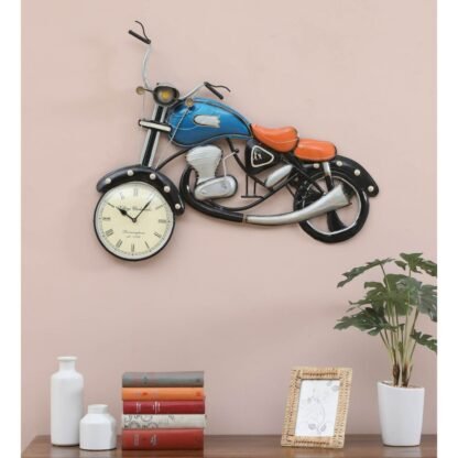 Metal Multicolour Bike Wall Clock