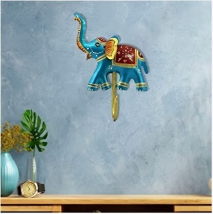 Iron Painted Elephant Key Holder Wall Hanger