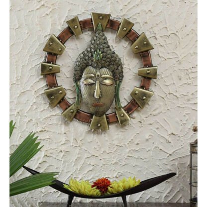 HM_1030_Wrought Iron Buddha Spiritual Wall Art In Brown