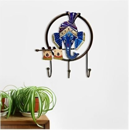 HM_1036_Metal Ganesha With Flute Key Holder