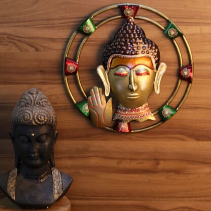 HM_1041_Iron Painted Pipe Round Buddha Frame