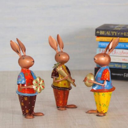 Colourful rabbits Figurines Set of 3