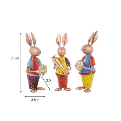 Colourful rabbits Figurines Set of 3 - Image 2