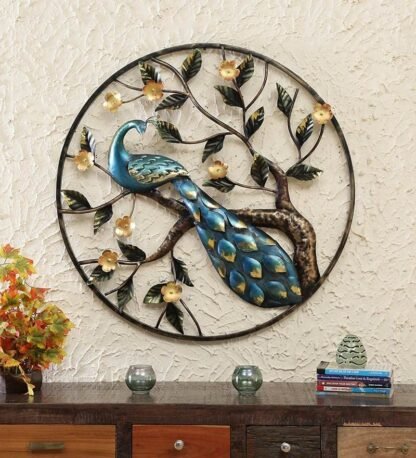 Peacock Round wall frame - Blue - Image 6