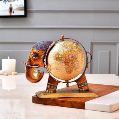Metal Elephant Globe Showpiece