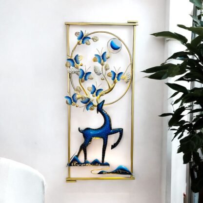 Metal Wall Decor,3D Handmade Deer With Zinko Leaves with LED