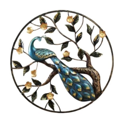 Peacock Round wall frame - Blue - Image 5