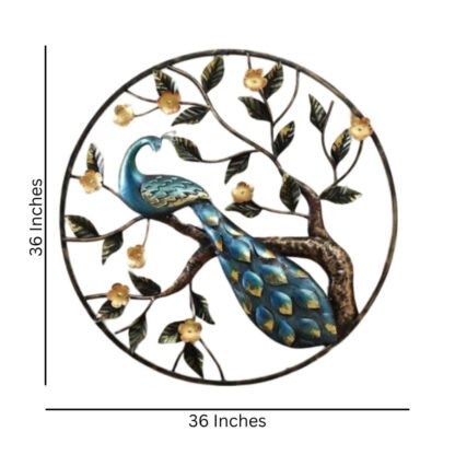 Peacock Round wall frame - Blue - Image 4