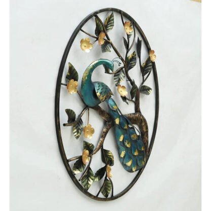 Peacock Round wall frame - Blue - Image 3