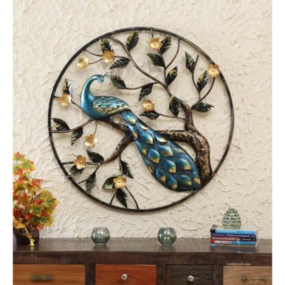 Peacock Round wall frame - Blue - Image 2
