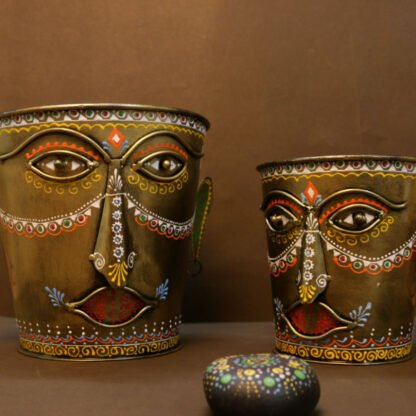 IRON PAINTED BUCKET PLANTER SET of 2 - Image 5
