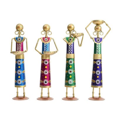 Metal Rajasthani Kalbelia Tea Light Candle Holder Doll (Set of 4) - Image 5