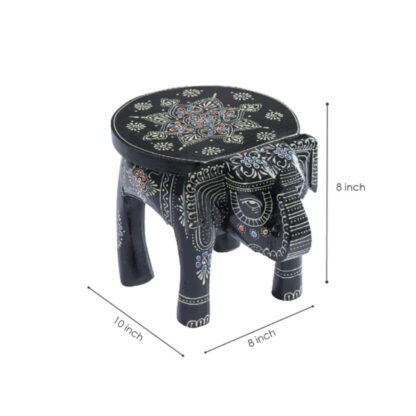 Wooden Elephant Mini Stool - Black - Image 4