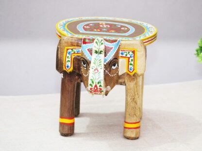 Wooden Elephant Mini Stool - Yellow - Image 4
