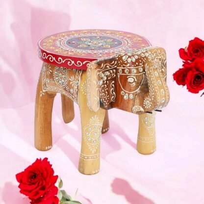 Wooden Elephant Stool (Natural) - Image 5