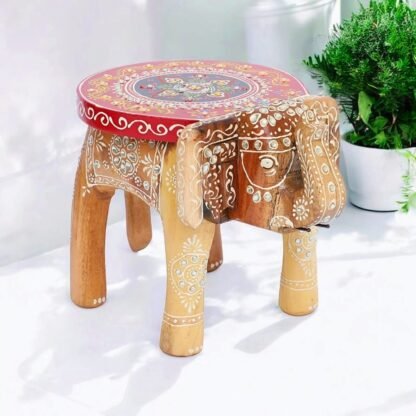 Wooden Elephant Stool (Natural) - Image 4