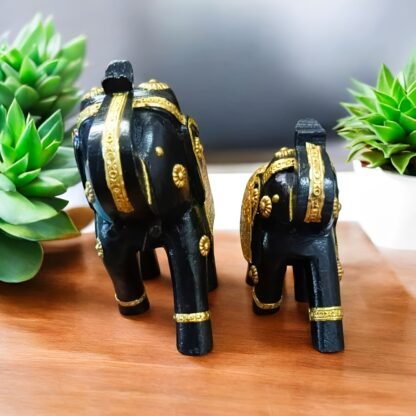 Golden Wooden Elephant Set of 2 - Image 6