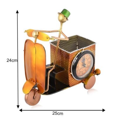 Iron Scooter Pen Stand with Clock - Image 4
