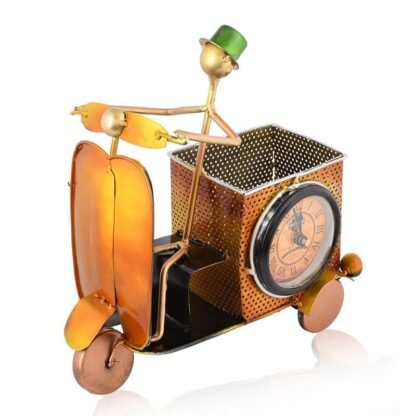 Iron Scooter Pen Stand with Clock - Image 2