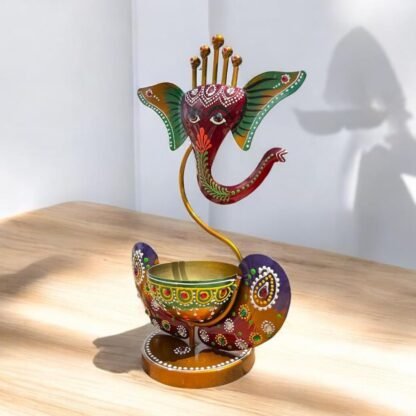 Ganesha Tea Light (Red &Green) - Image 3