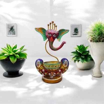 Ganesha Tea Light (Red &Green) - Image 2