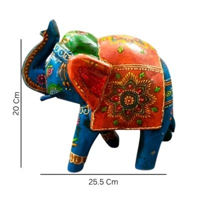 Multicolour Wooden Large Elephant Showpiece - Image 3