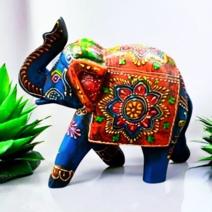 Multicolour Wooden Small Elephant Showpiece
