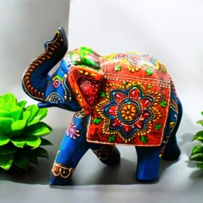Multicolour Wooden Small Elephant Showpiece - Image 3