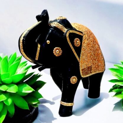 Golden Wooden Large Elephant Showpiece - Image 4