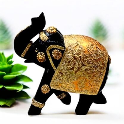 Golden Wooden Small Elephant Showpiece