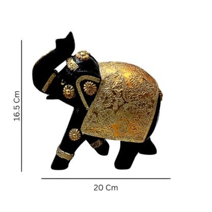 Golden Wooden Small Elephant Showpiece - Image 3