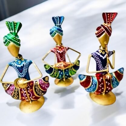 Multicolour Rajasthani Musician Showpiece Set of 3 - Image 2