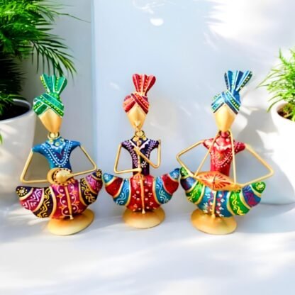Multicolour Rajasthani Musician Showpiece Set of 3