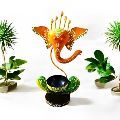 Yellow Ganesha Tea Light Holder - Image 6