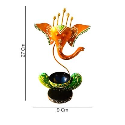 Yellow Ganesha Tea Light Holder - Image 5