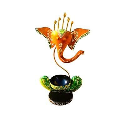 Yellow Ganesha Tea Light Holder - Image 4