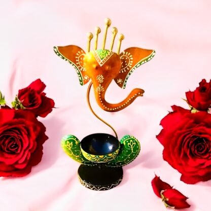 Yellow Ganesha Tea Light Holder - Image 2