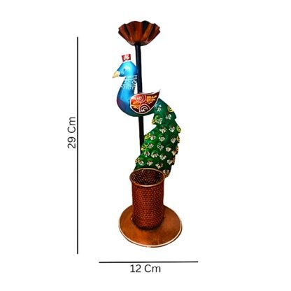 Peacock Pen Stand with 1 Candle Holder - Image 6