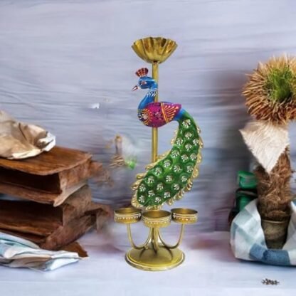 Peacock Tea Light Candle Holder - Image 6
