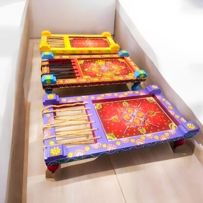 Multicolour Wooden Charpai Set of 3 - Image 4