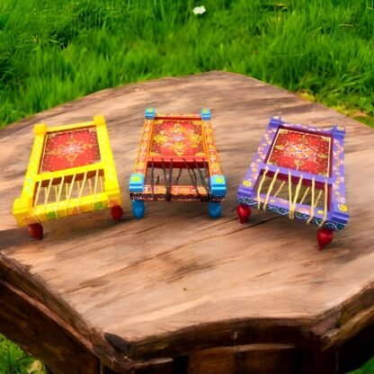 Multicolour Wooden Charpai Set of 3 - Image 2