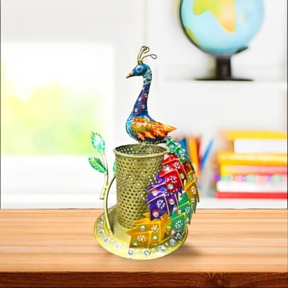 Multicolour Peacock Pen Stand - Image 2