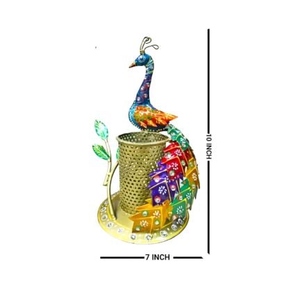 Multicolour Peacock Pen Stand - Image 3
