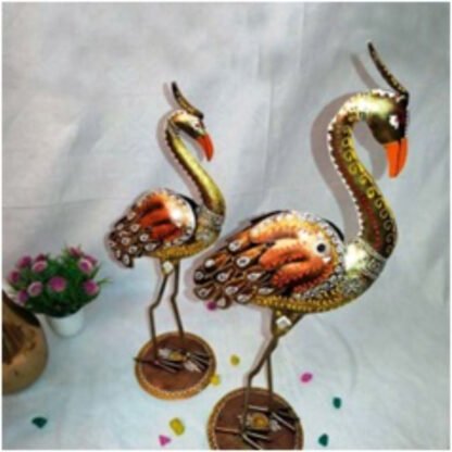 Colourful Iron Painted Cranes Set Of 2