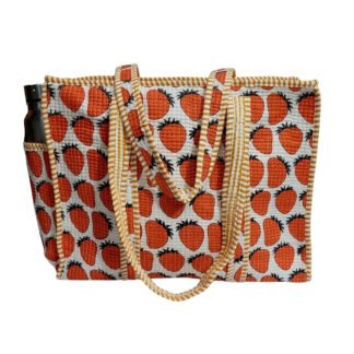Handmade Cotton Printed Quilted Tote Bags with Bottle Space - Style 16
