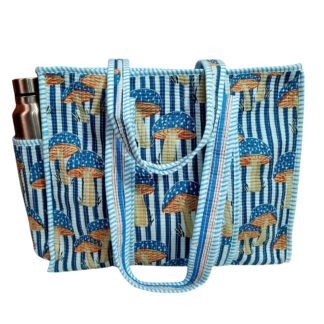 Handmade Cotton Printed Quilted Tote Bags with Bottle Space - Style 31