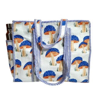 Handmade Cotton Printed Quilted Tote Bags with Bottle Space - Style 5